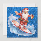 Surfen Santa Merry Christmas Kaart (Voorkant)