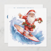 Surfen Santa Merry Christmas Kaart (Voorkant / Achterkant)