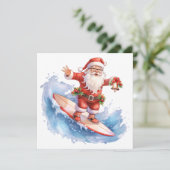 Surfen Santa Merry Christmas Kaart (Staand voorkant)
