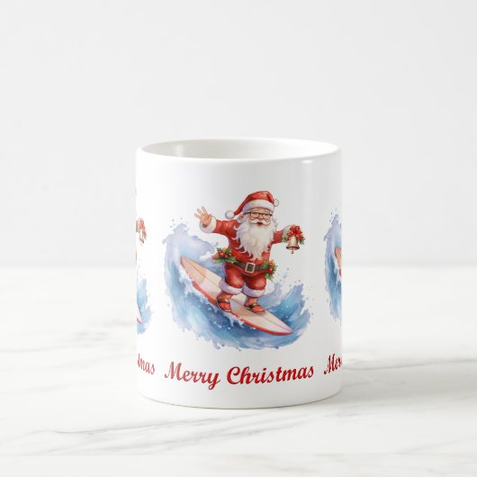 Surfen Santa Merry Christmas Mok (Center)