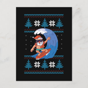 Surfen Santa met Zonnebril Funny Santa Briefkaart