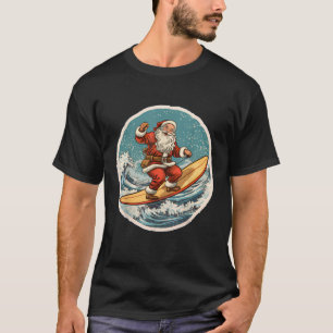 Surfen Santa op Surfboard Kerstmis in juli Zomer T-shirt