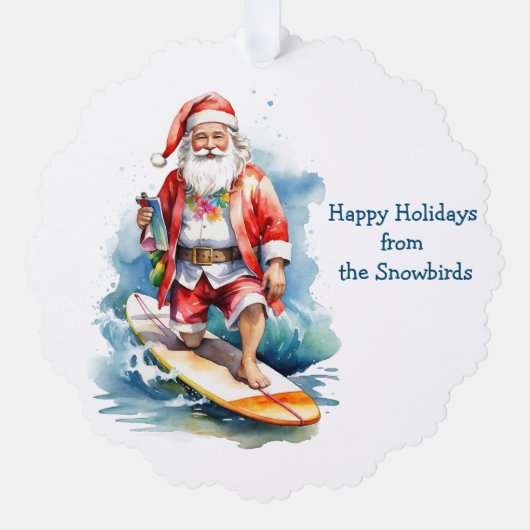 Surfen Santa Paper Ornament Kaart (Voorkant)
