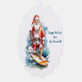 Surfen Santa Paper Ornament Kaart (Rechts)