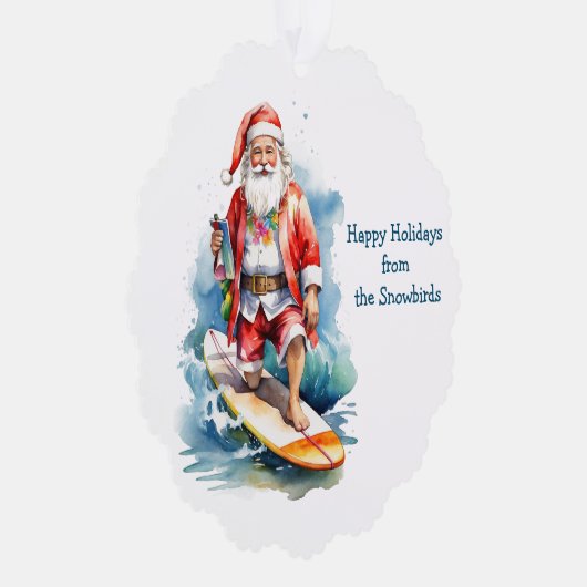 Surfen Santa Paper Ornament Kaart (Rechts)