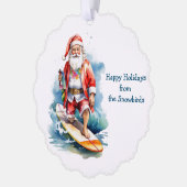 Surfen Santa Paper Ornament Kaart (Links)