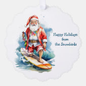 Surfen Santa Paper Ornament Kaart (Voorkant)