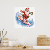 Surfen Santa Poster (Keuken)
