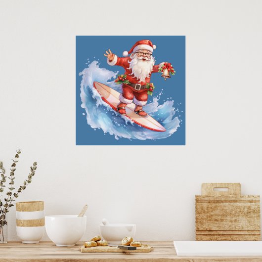 Surfen Santa Poster (Keuken)