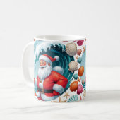 Surfen Santa Seashell Wave Classic Kerst Mok (Voorkant links)