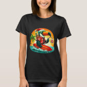 Surfen Santa Toucan en grappige hond Trocal Kerstm T-shirt (Voorkant)