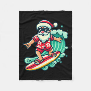 Surfen Santa Tropical Kerstvakantie in Xmas Fleece Deken
