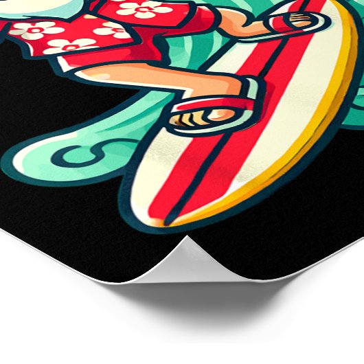 Surfen Santa Tropical Kerstvakantie in Xmas Poster (Hoek)