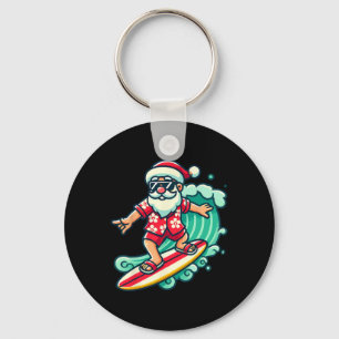Surfen Santa Tropical Kerstvakantie in Xmas Sleutelhanger