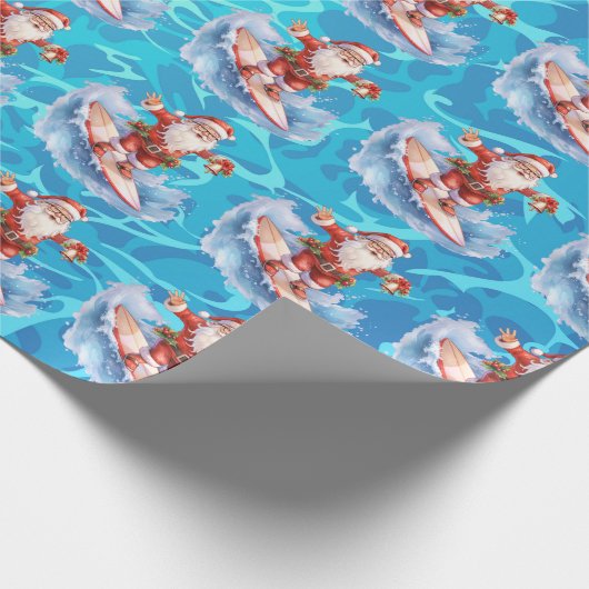 Surfen Santa Wrapping Papier (Hoek)