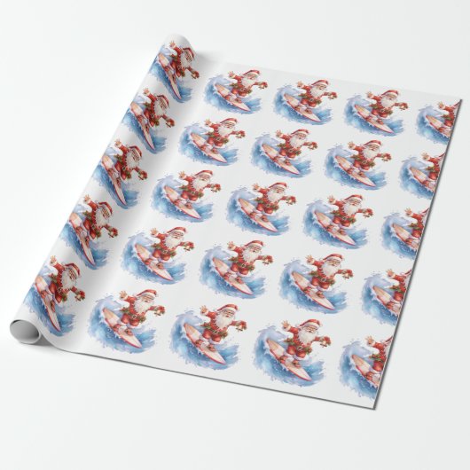 Surfen Santa Wrapping Papier (Uitgerold)