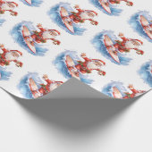 Surfen Santa Wrapping Papier (Hoek)