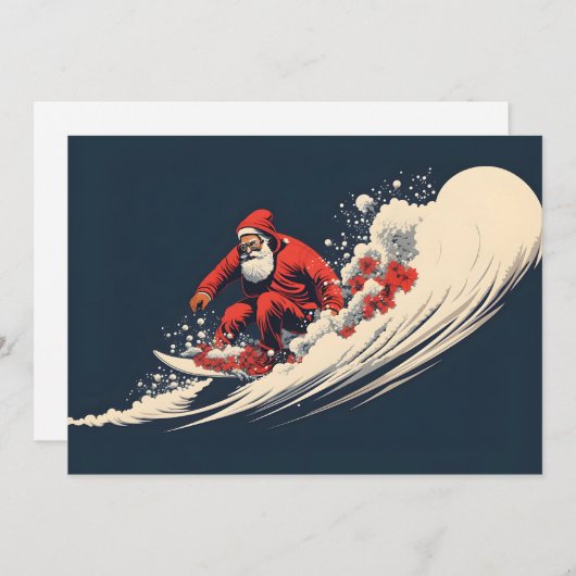Surfen Santa Zomer Kerstmis Aankondiging (Voorkant / Achterkant)
