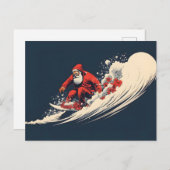 Surfen Santa Zomer Kerstmis Aankondigingskaart (Voorkant / Achterkant)