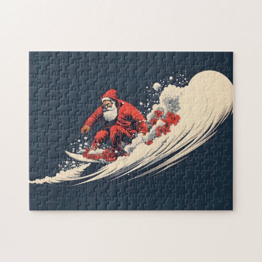 Surfen Santa Zomer Kerstmis Legpuzzel (Horizontaal)