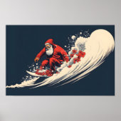 Surfen Santa Zomer Kerstmis Poster (Voorkant)
