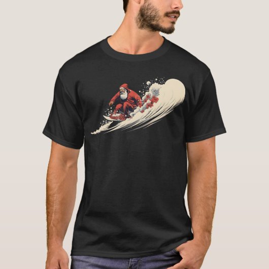 Surfen Santa Zomer Kerstmis T-shirt (Voorkant)