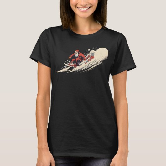 Surfen Santa Zomer Kerstmis T-shirt (Voorkant)