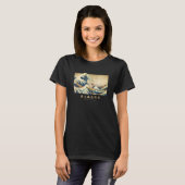 Surfen Sheepadoodle Kanagawa Wave Japanse Hond T-shirt (Voorkant volledig)