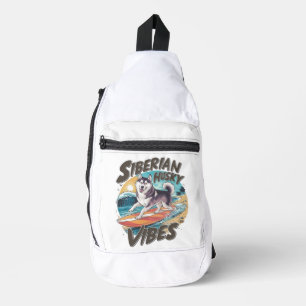 Surfen Siberische Husky veroveren tropische zwelli Sling Bag