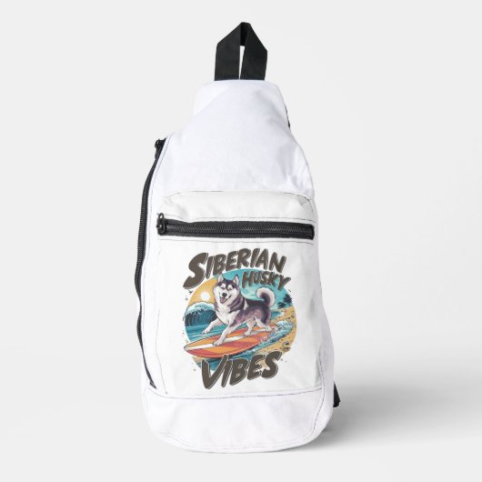 Surfen Siberische Husky veroveren tropische zwelli Sling Bag (Voorkant)