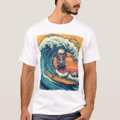 Surfen Skeleton: Wave Rider Vibes T-shirt (Voorkant)
