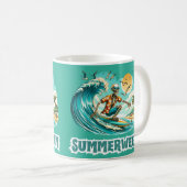 Surfen Skeleton Zomer Tussen Strand Vibes Koffiemok (Voorkant rechts)
