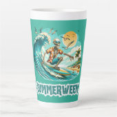 Surfen Skeleton Zomer Tussen Strand Vibes Latte Mok (Voorkant)