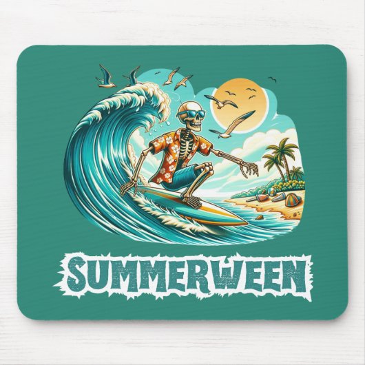 Surfen Skeleton Zomer Tussen Strand Vibes Muismat (Voorkant)