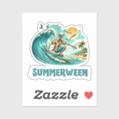 Surfen Skeleton Zomer Tussen Strand Vibes Sticker (Vel)