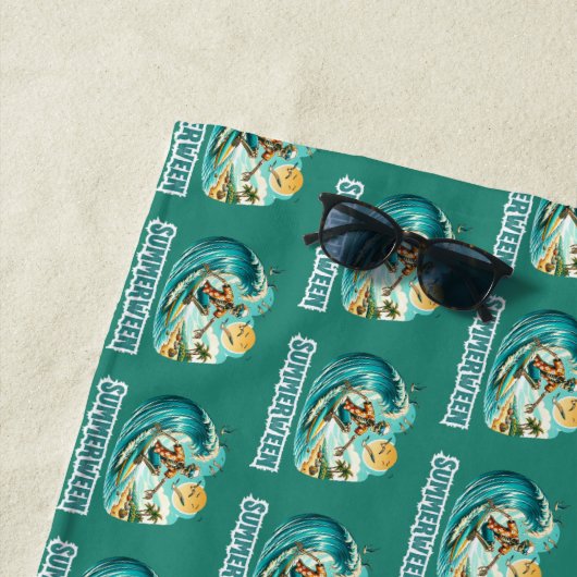 Surfen Skeleton Zomer Tussen Strand Vibes Strandlaken (In situ)