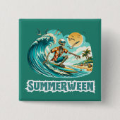 Surfen Skeleton Zomer Tussen Strand Vibes Vierkante Button 5,1 Cm (Voorkant)