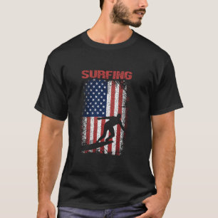 Surfen Sport Retro Amerikaanse Vlag Verenigde Stat T-shirt