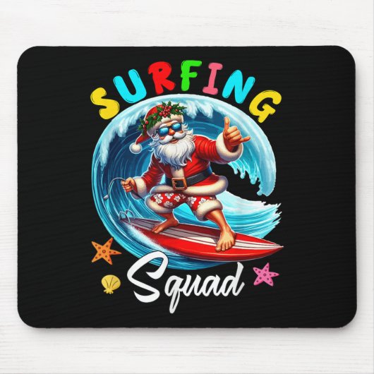 Surfen Squad Kerstmis in juli Santa Hawaiian Fun Muismat (Voorkant)