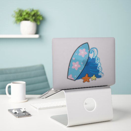 Surfen Sticker (Laptop op bureau)