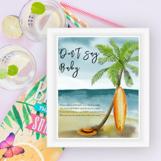 Surfen strand - Niet zeggen baby Poster
