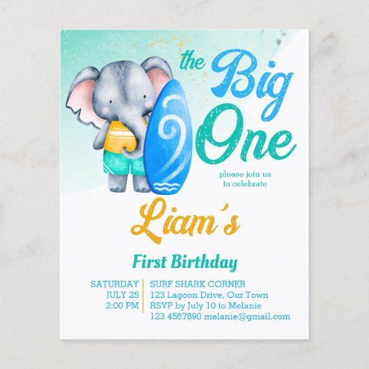 Surfen strand oceaan zomer verjaardag budget uitno (Voorkant)