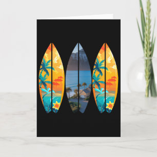 Surfen Strand Surfplank Retro Tropisch Hawaï Palm Kaart