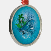 Surfen, surfbord met handpalm metalen ornament (Rechts)