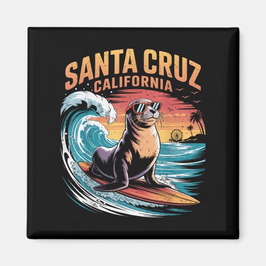Surfen Surfen 70s 80s Santa Cruz California Retro Magneet (Voorkant)