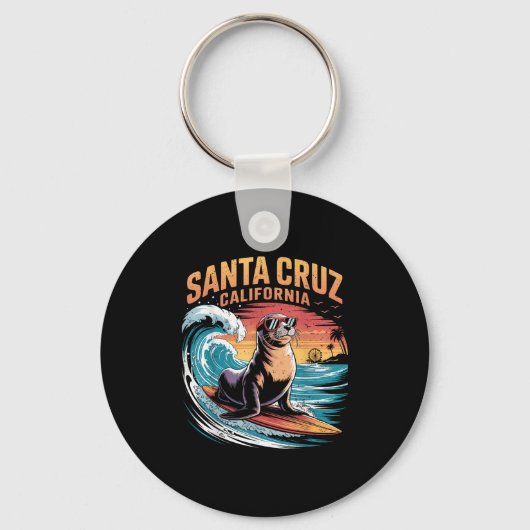 Surfen Surfen 70s 80s Santa Cruz California Retro Sleutelhanger (Voorkant)