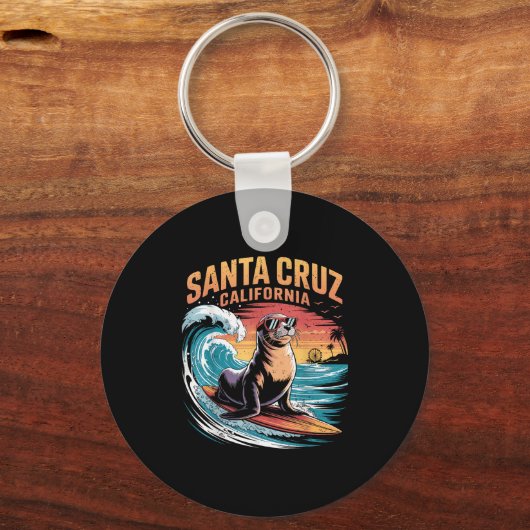 Surfen Surfen 70s 80s Santa Cruz California Retro Sleutelhanger (Voorkant)