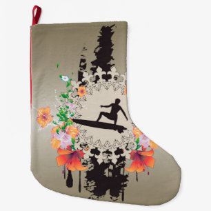 Surfen, surfen met bloemen grote kerstsok