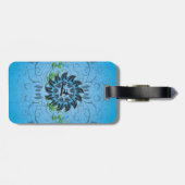 Surfen, surfen op blauwe achtergrond bagagelabel (Achterkant horizontaal)