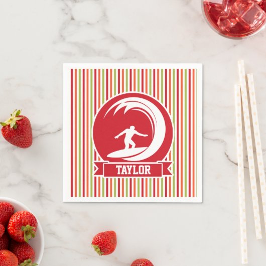 Surfen, surfen; rood, Sinaasappel, groen, witte st Servet (Insitu)